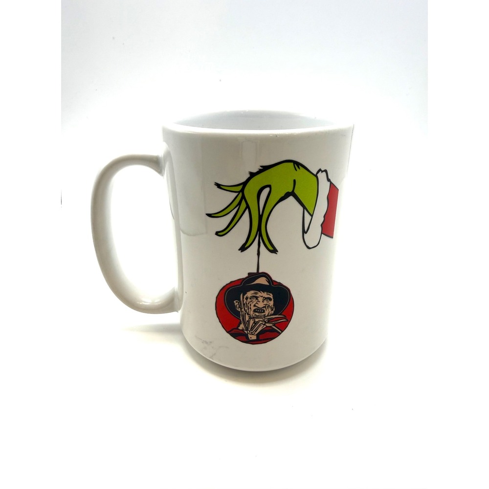 Grinch Freddy Krueger Christmas Ornament Horror Mashup Ceramic Coffee Mug White